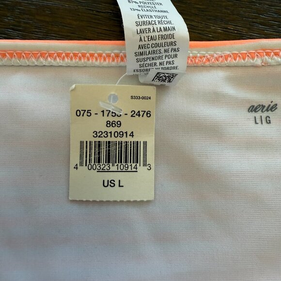 Aerie The Classic Bikini Bottom Striped Orange and White Size Large - Picture 4 of 6